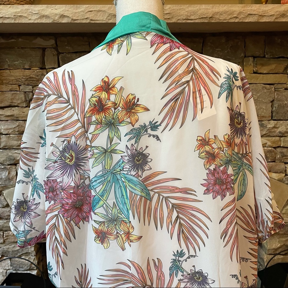 NWT Floral Print Boho Kimono with Tassels Size XL - Picture 8 of 11